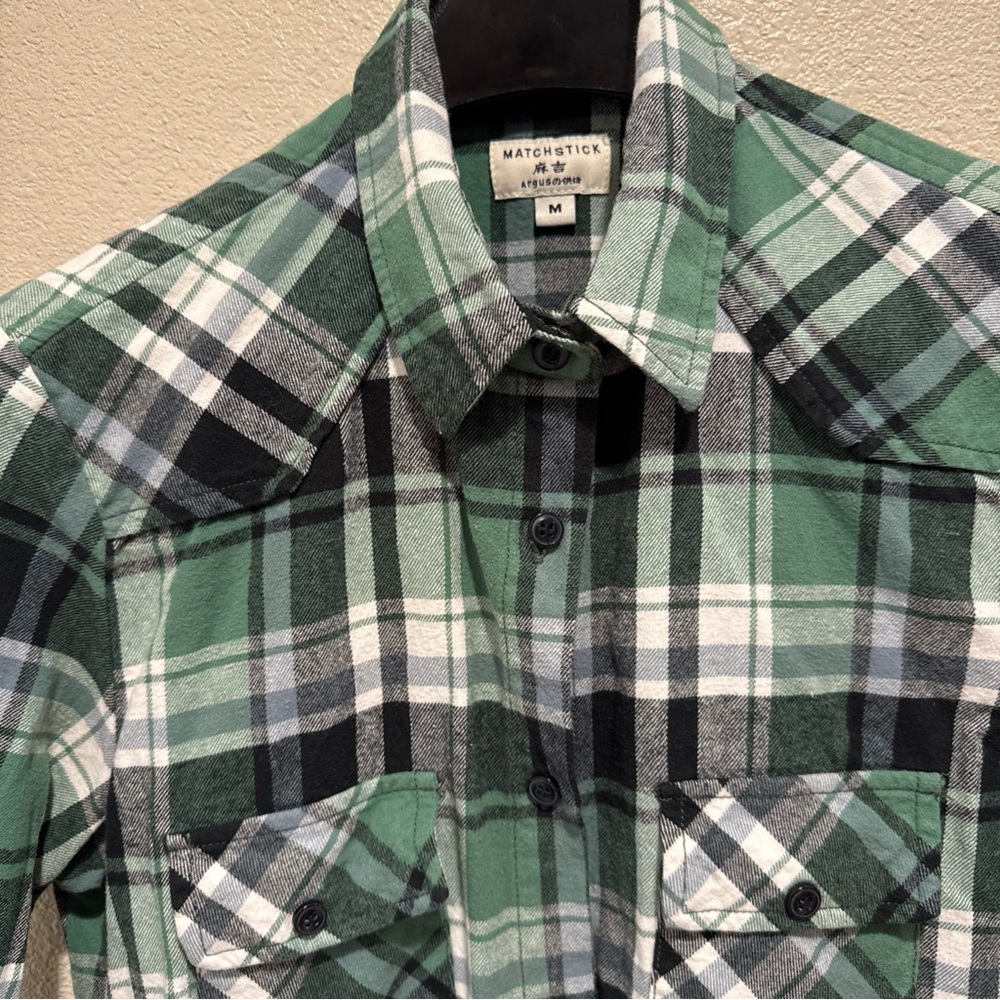 Matchstick Women's Sz M Argus Flannel Shirt Plaid Cotton Roll Tab Sleeve Outdoor